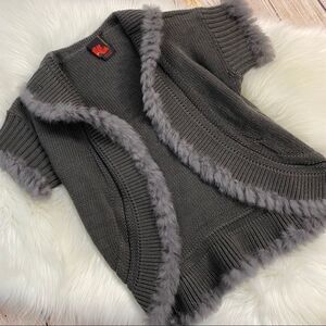 Debbie Shuchat Knitted Rabbit Fur Trimmed Vest